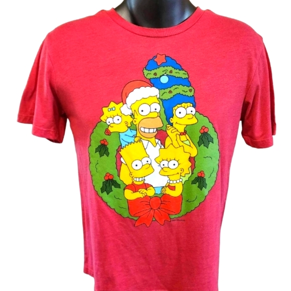 The Simpsons Family Holiday Wreath Tee Shirt  / Large - Picture 1 of 4